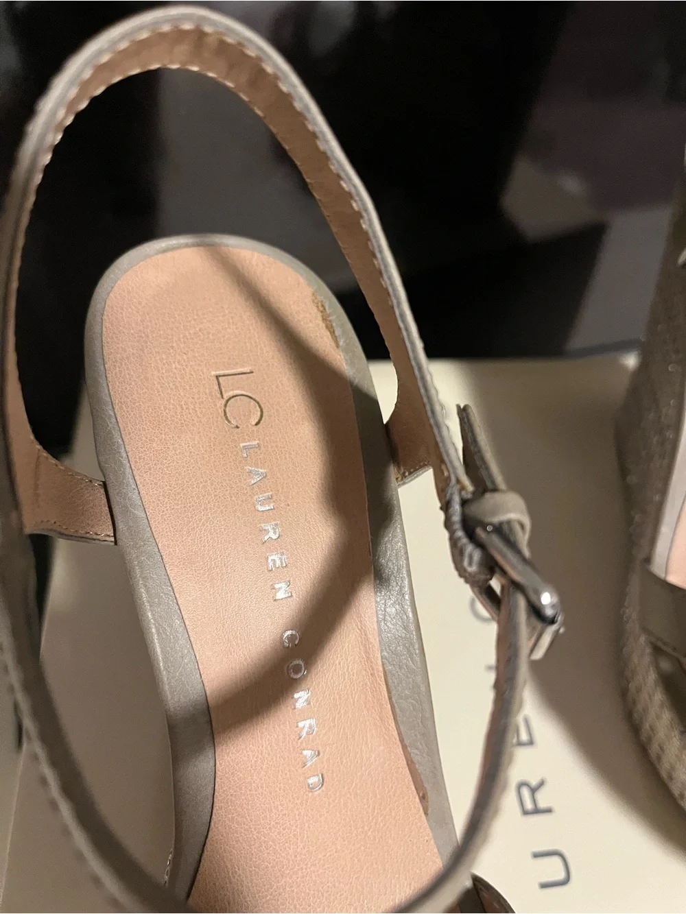 Kohl's Taupe Platform Wedge Sandals with Ankle Strap